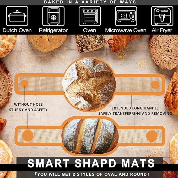 2PCS Silicone Bread Sling Oval and Round for Dutch Oven